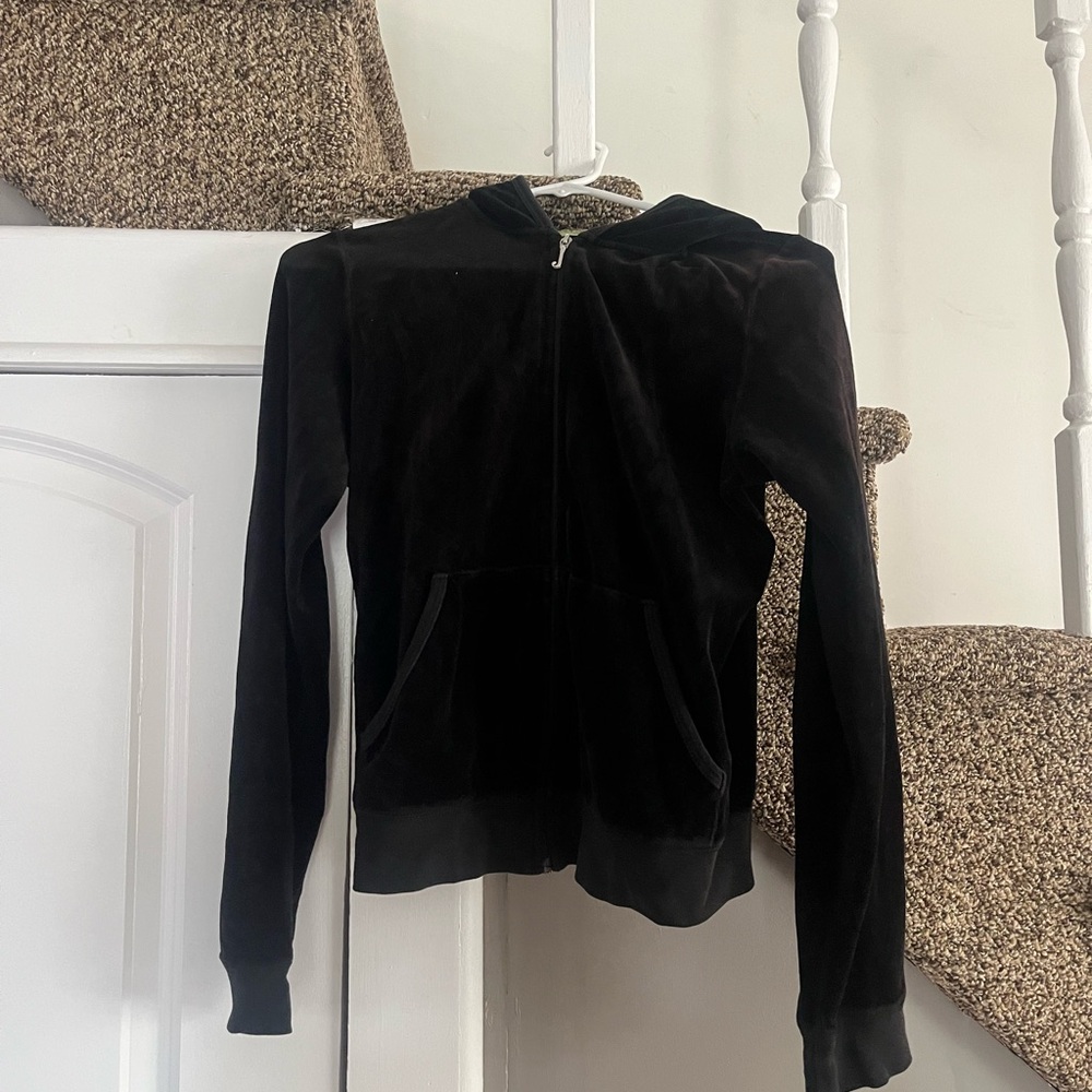 Vintage Juicy Couture Black Velvet Zip Hoodie